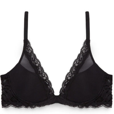 Natori-feathers-plunge-t-shirt-bra-730023-black-bare-basics-lingerie-vancouver-richmond