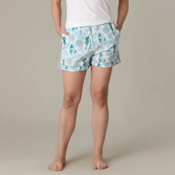 Mahogany Ocean Print Cotton Short
