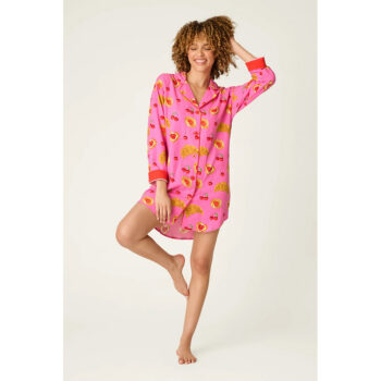 PJ Salvage Sweet Cherry Tart Flannel Nightshirt