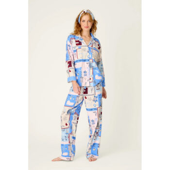 PJ Salvage Allons-Y Parisian Print 3-Piece Flannel PJ Set